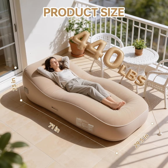 Inflatable Couch with Built-in Pump & Camping Lighting, Portable Air Sofa for Camping Beach Travel