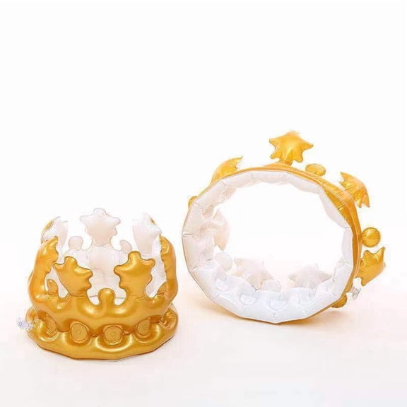 Inflatable Crown Set for Kids 3 Pack  Large & Small Royalty Crowns for Birthday Party Stage Performance Themed Events Durable Non-Toxic Plastic Party Favors