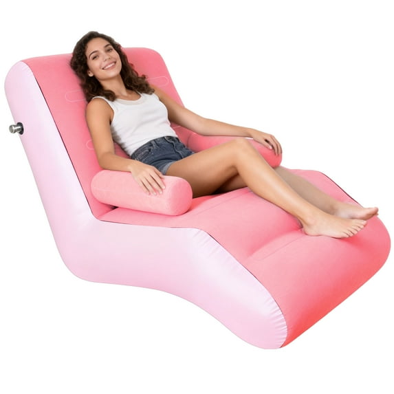 Inflatable Deck Chair with Air Pump, Lounger Sofa for Indoor Living Room Bedroom, Outdoor Travel Camping Picnic Beach Chaise Lounges