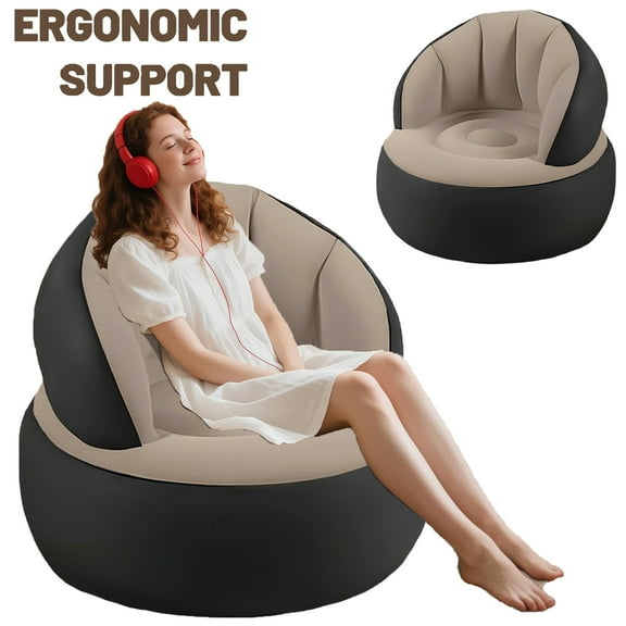 Inflatable Deck Chair with Air Pump, Portable Inflatable Couch Air Sofa Comfortable Blow Up Lazy Sofa for Outdoor and Living Room, Camping, Gaming