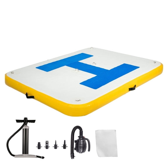 Inflatable Dock Platform 8x5 ft - Floating Swim Platform with Electric Pump - 397lbs Capacity - Drop Stitch PVC - Non-Slip EVA Pad for Lakes & Rivers