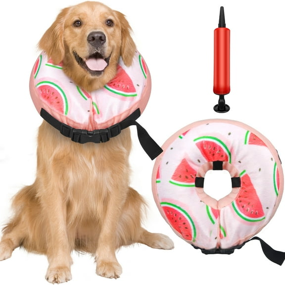Inflatable Dog Cone Collar,Adjustable Polyester Pet Cone Recovery Collar After Surgery Anti-Bite Lick Wound Soft Comfortable Neck Collar Protective Elizabethan Collar for Small Medium Large Dogs Cats
