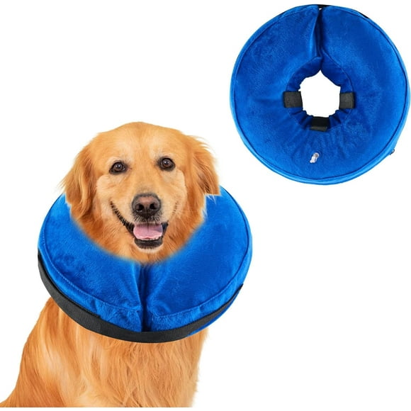 Inflatable Soft Dog Cone for Small Medium Large Dogs, Alternative Dog Donut Collar After Surgery to Prevent Scratching, Comfy Neck Pillow Protective Recovery Collar, Elizabethan Collar(Large, Blue)