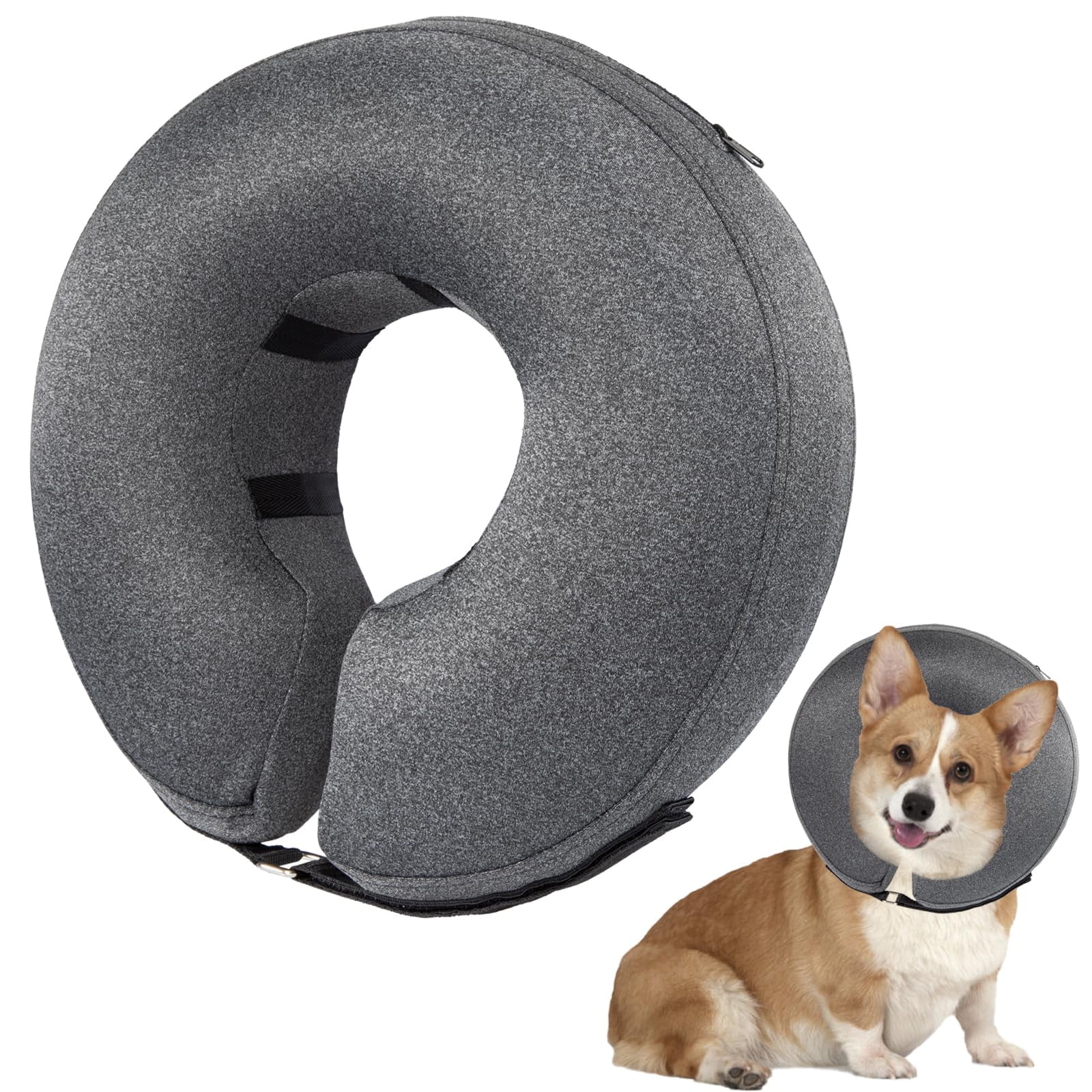 Inflatable Dog Cone Collar Alternative After Surgery Soft Recovery Collar Cone for Large Medium Small Dogs to Stop Licking Protective Dog Neck Donut Collar Does Not Block Vision E Collar L