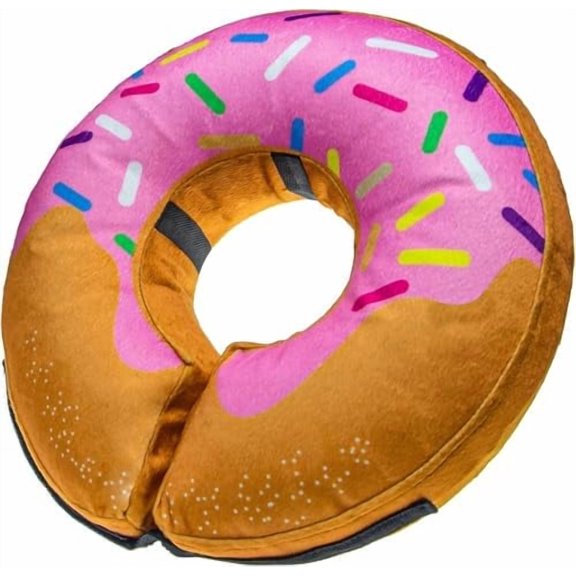 Inflatable Dog Cone Collar Alternative, Soft Dog Cone for Small Medium Large Dogs and Cats, Neck Recovery ECollar Donut Collar After Surgery (Medium+, Donut-Strawberry)