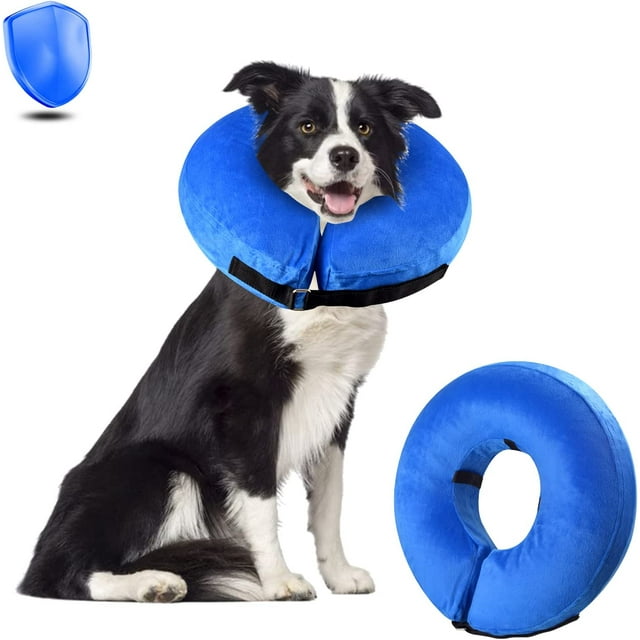 Inflatable Dog Cone Collar (L Size), Soft Blowup Protective Recovery Dog Collar, Pet Donut Cone
