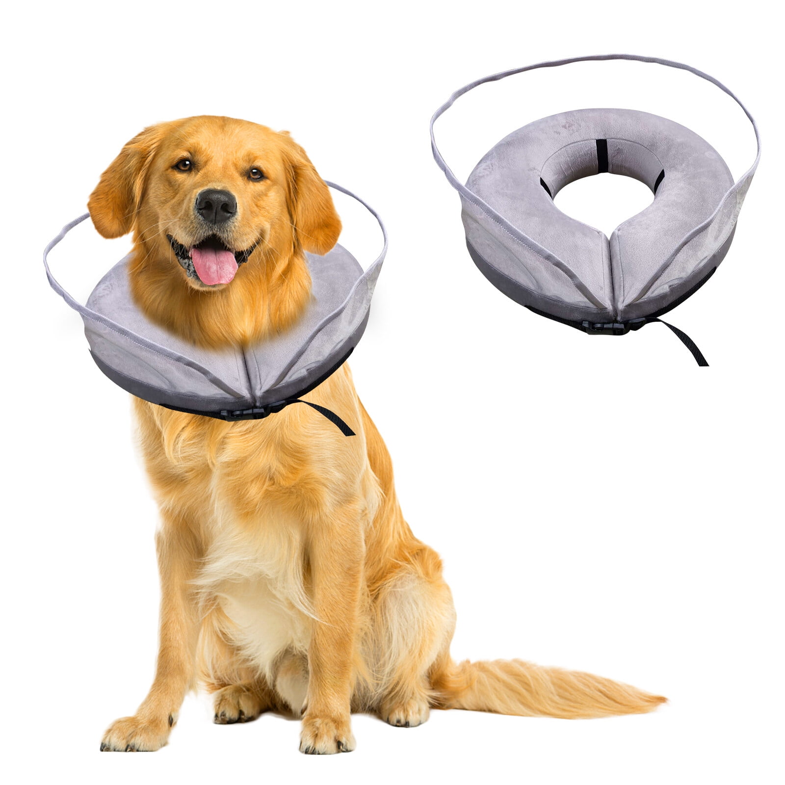 2-in-1 Inflatable Dog Cone Collar With Clear Shield (Soft Recovery Collar For Post-Surgery Pets