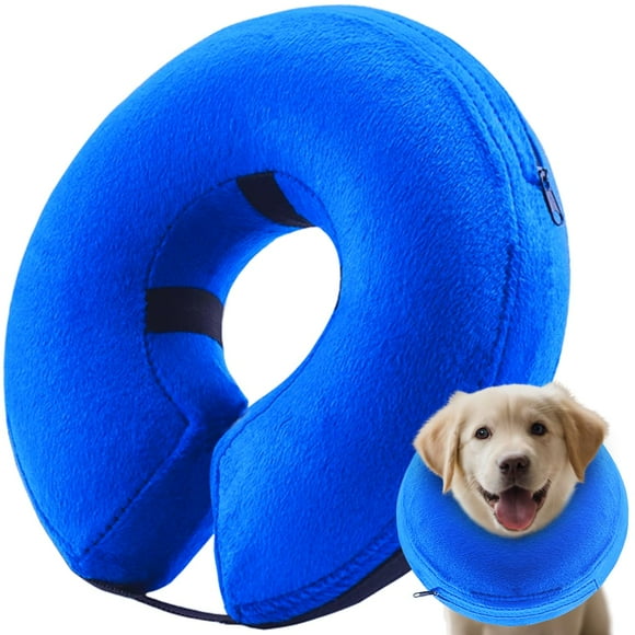 Inflatable Dog Cone Collar (XL Size), Soft Blow-up Protective Recovery Dog Collar, Pet Donut Cone Collar, Comfy Elizabethan Collar After Surgery for Large Dog to Prevent Biting Scratching, Blue
