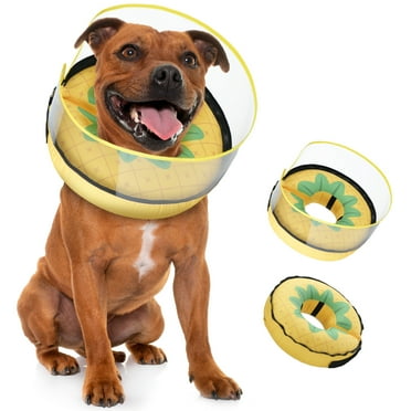 Inflatable Dog Cone Collar w/Removable Transparent Cover, Soft Recovery Pet Cone Protective Dog Donut Collar after Surgery for Small Dog Cats Neck 9"-12" (S)