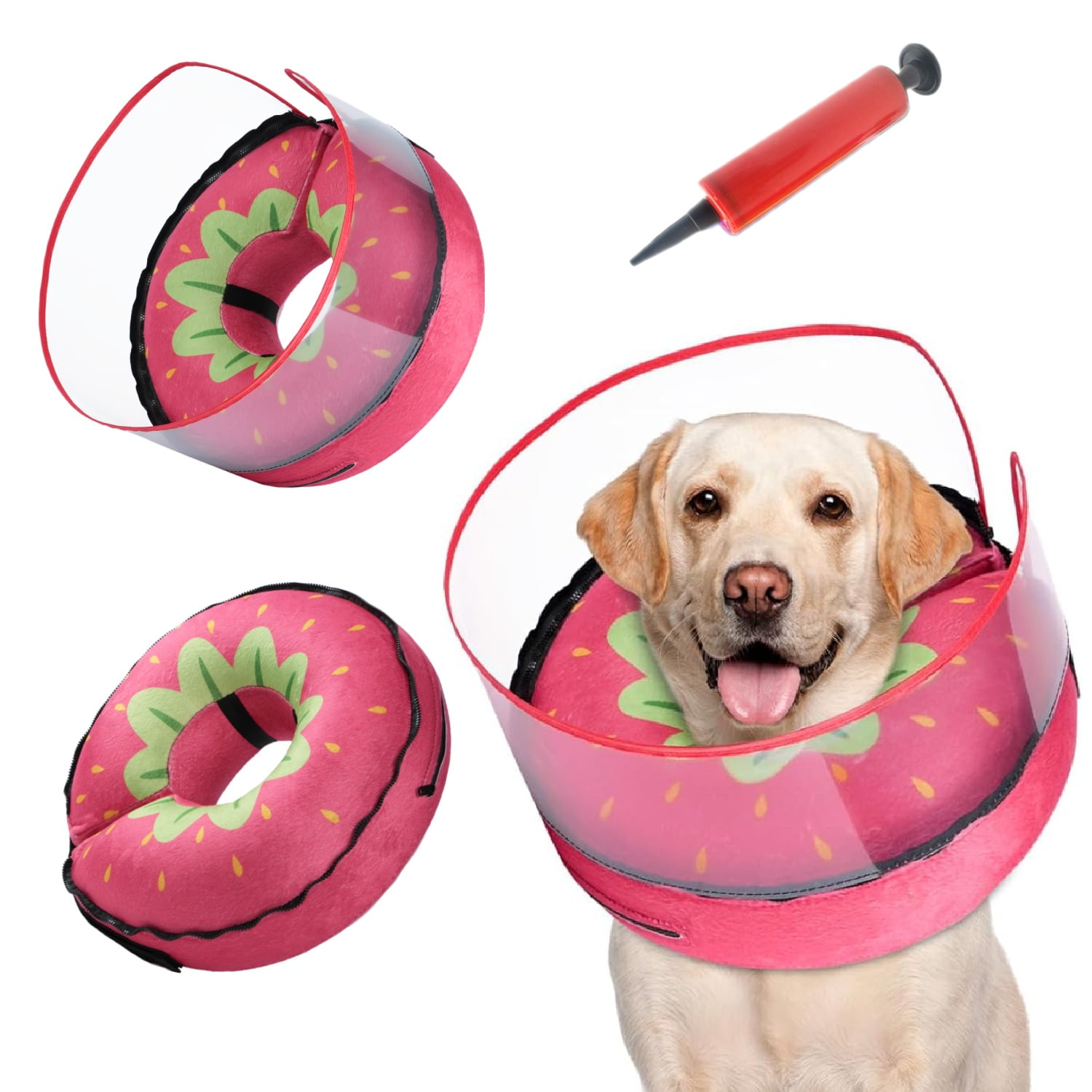 Dog Cone Collar Inflatable Pillow Removable Clear Collar Soft Recovery Pet Cone Protective Dog Donut Collar Elizabethan Collar for Dogs Cats after