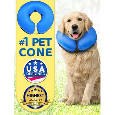 Inflatable Dog Cone (Large), After Surgery Anti-Bite Lick Wound Soft & Comfortable Protective Collar for Cats & Dogs by EcoEarth