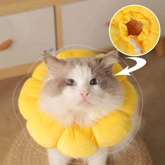 Inflatable Dog Neck Donut Pillow After Surgery Yellow Sunflower Soft Cone Collar for Small Dogs and Cats Post Surgery Recovery