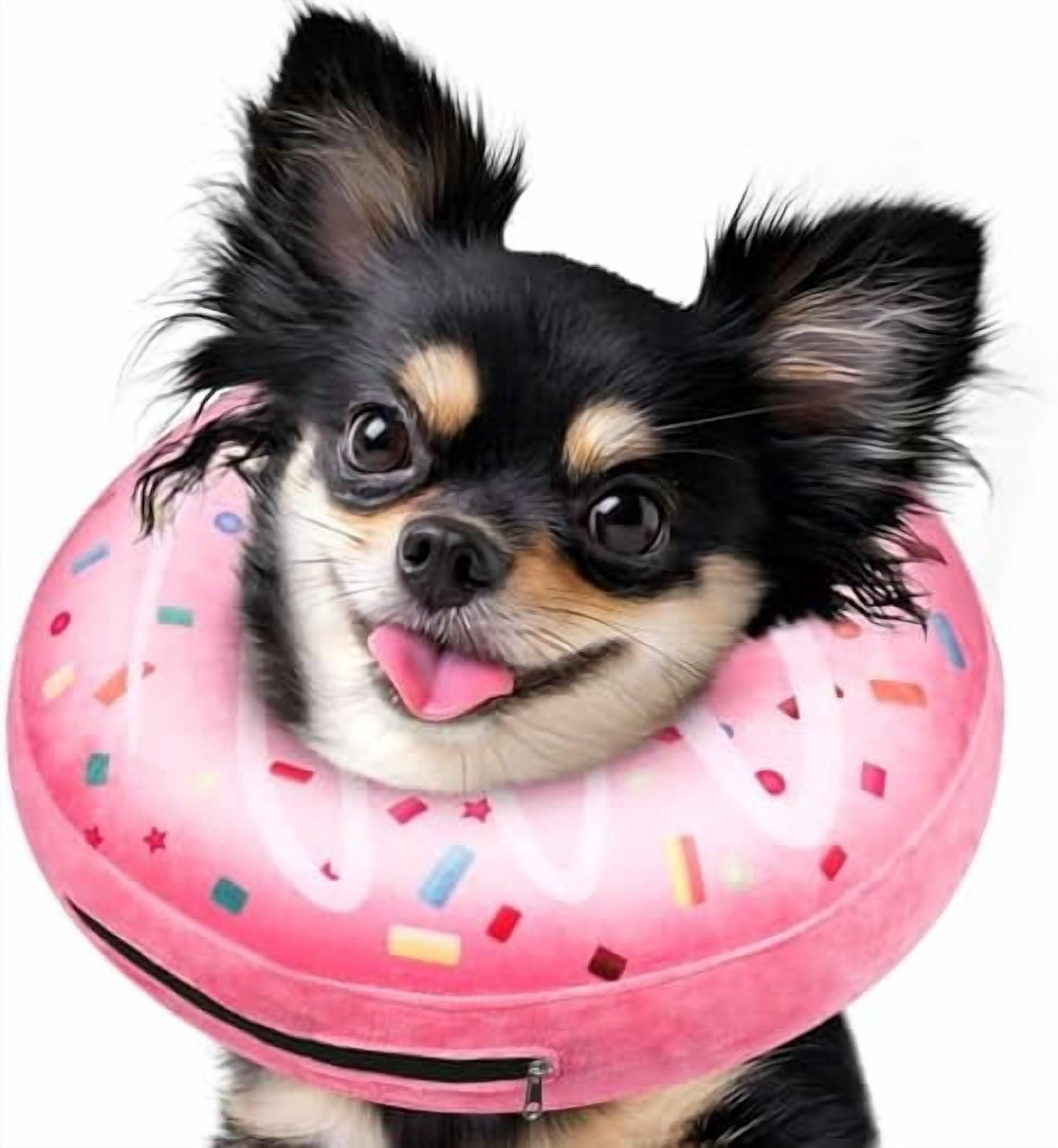 Inflatable Dog Pillow Cone Collar After Surgery, Donut Soft Neck Cone for Chihuahua Pomeranian Small Dogs, etc, Recovery E Collar to Stop Licking Pink