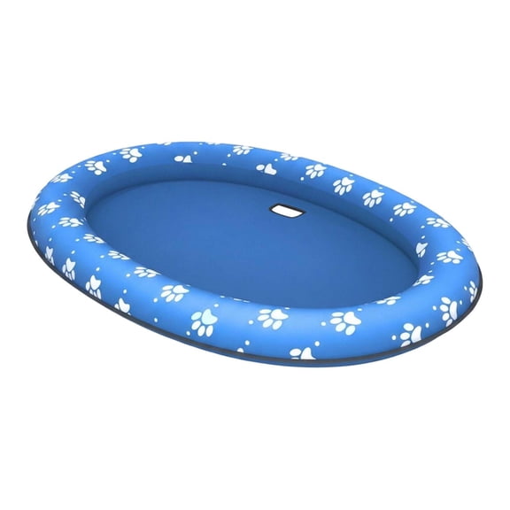 Inflatable Dog Pool Float - Foldable & Puncture-Resistant Floating Bed for Pool, Portable Oval Raft Float Mat Pet Swimming Accessory, Pet-Friendly Outdoor Fun.