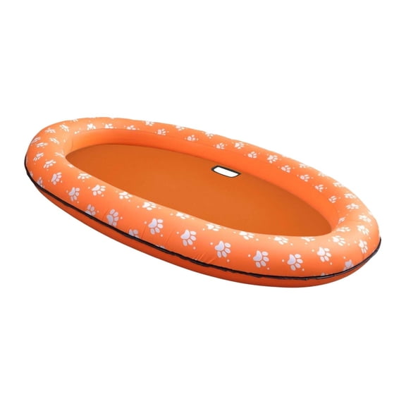 Inflatable Dog Pool Float - Foldable & Puncture-Resistant Floating Bed for Pool, Portable Oval Raft Float Mat Pet Swimming Accessory, Pet-Friendly Outdoor Fun.
