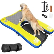 Inflatable Dog Pool Ramp Float Dock Platform for Large Dogs Up to 230 lbs, Dog Water Ramp Ladder with Non Slip Steps | Heavy Duty Floating Dogs Dock for Boat, Inground Above Ground Pool, Lake, River