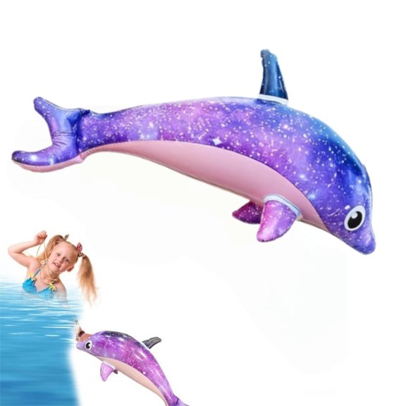Inflatable Dolphin Cute Star Clear Inflatable Dolphin Toy Thickened Pool Float Purple Water Toy for Swimming Pool The Inflatable Dolphins Are Funny 1PC