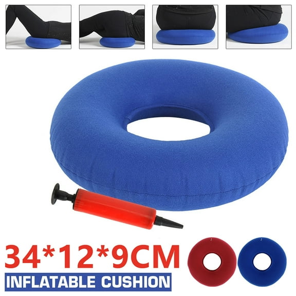 Inflatable Donut Ring Cushion with Pump & Travel Bag - Orthopaedic Pillow Seat for Coccyx, Haemorrhoids, Tailbone Pain, Prostate & Sores - for Home, Car, Office