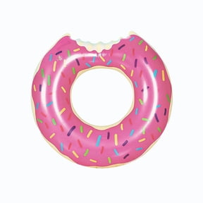 Inflatable Donut Swim Float, Pool Float Water Tube 29.5×29.5×11.8 Inch , Extra Thick High Buoyancy Bitten Shape Float for Teens Adultspool Lake Beach Summer Water Leisure,Pink