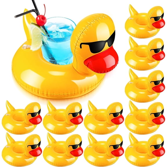 Inflatable Drink Floats Reusable Cute Drink Holder Inflatable Float Cup Coasters Set for Pool Party Hot Tubs Lakes Oceans for Women Men Adults Summer Pool(Duck)