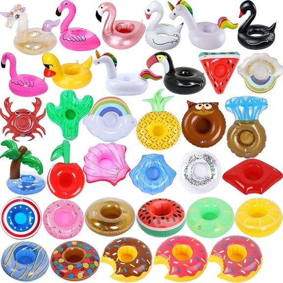 Inflatable Drink Holder 35 Pack Inflatabl Floats Floating Cup Holders Fun Floaties for Swimming Pool Party