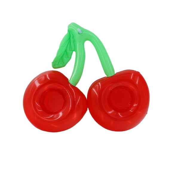 Inflatable Drink Holder for Pool & Beach, Double Cherry Float with 2 Cup Openings, Portable PVC Beverage Tray for Summer Water Parties