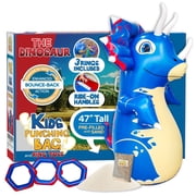 INFLATABLE DUDES- Blue Dinosaur 47 inches -Kids Punching Bag, Ring Toss, Ride-on