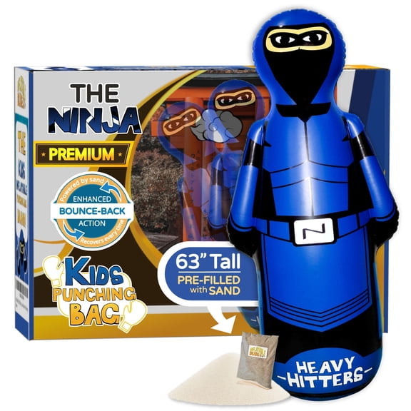 INFLATABLE DUDES Large Ninja 63 inches - Kids Punching Bag |Filled with Sand