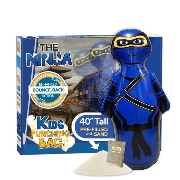INFLATABLE DUDES Small Blue Ninja 40 Inches -Kids Punching Bag | Filled with Sand