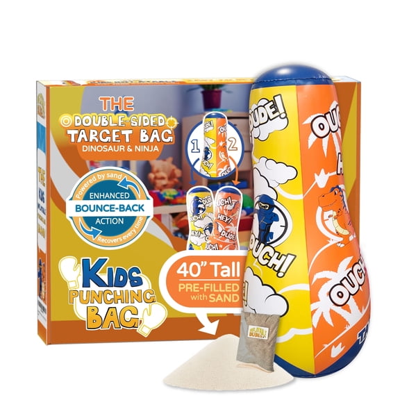 INFLATABLE DUDES Small Dinosaur Ninja Kids Punching Bag- 40 inch| Filled w/ Sand