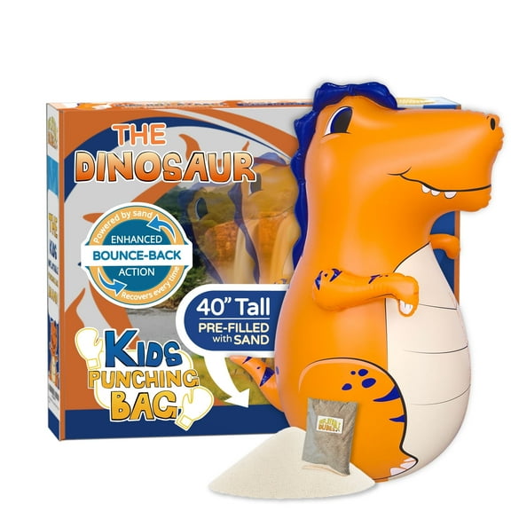 INFLATABLE DUDES Small Orange Rex 40 Inches -Kids Punching Bag | Filled with Sand