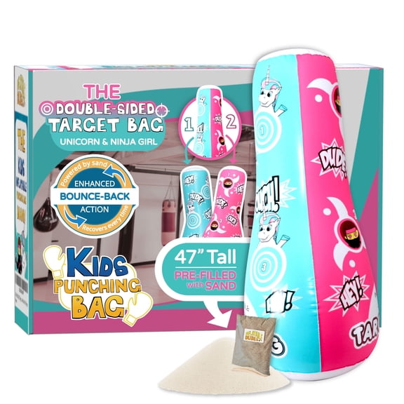 INFLATABLE DUDES Unicorn Ninja Girl Punching Bag 47 inch |Filled with Sand