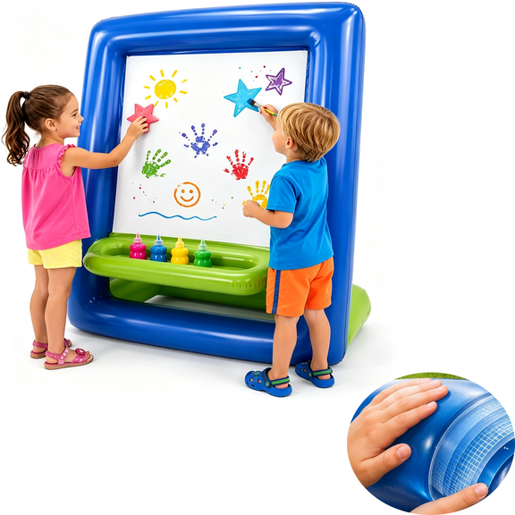 Inflatable Easel, Heavy-Duty PVC Washable Outdoor Paint Station, Features Water Fillable Base For Outdoor