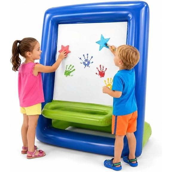 Inflatable Easel for Kids Washable Outdoor Paint Station with Pump | Heavy-Duty PVC Inflatable Paint Easel With Air Pump. Features Water Fillable Base For Outdoor Stability