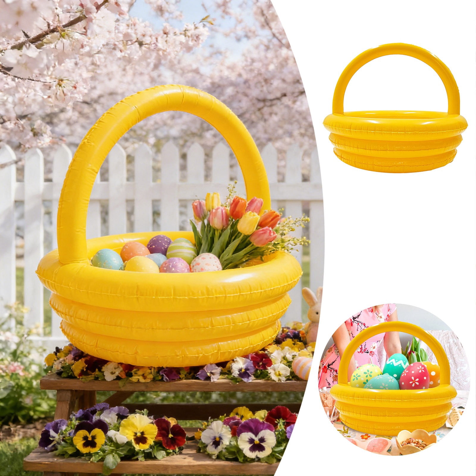 Inflatable Easter Basket, Large Easter Egg Container, Floating Party Ice Bucket for Indoor Outdoor Easter Decor