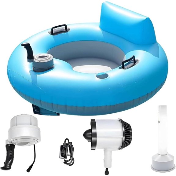 Inflatable Electric Motorized Pool Float With Air Pump For Summer | 50w River Tube Float,360 Rotation,Lounger,Water Sports
