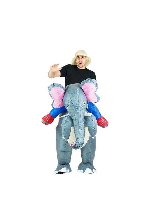 Inflatable Elephant Ride-On Costume For Adults - Funny Animal Rider Outfit,Height 59"74.8",Elephant