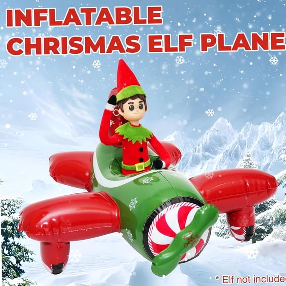 Inflatable Elf Airplane for Elf Doll with Christmas Accessories- Green,Red