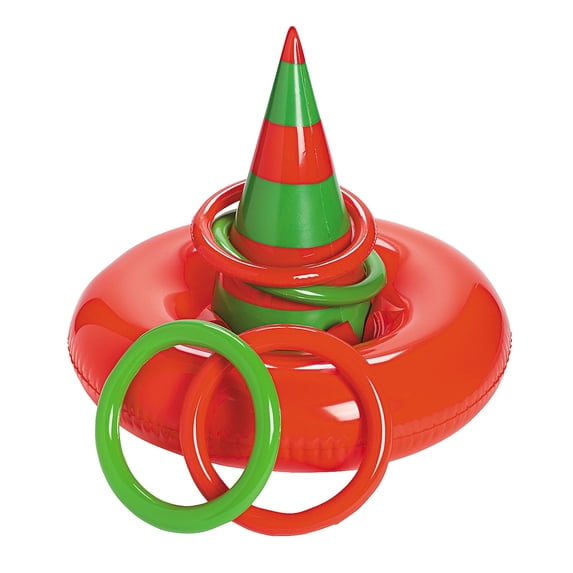 Inflatable Elf Hat Ring Toss - Toys - 5 Pieces