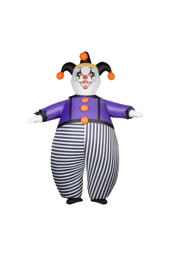 7ft Tall Giant Inflatable Clown Costume for Adults, Battery Operated Blow Up Halloween Suit for Party Cosplay Costume Contest