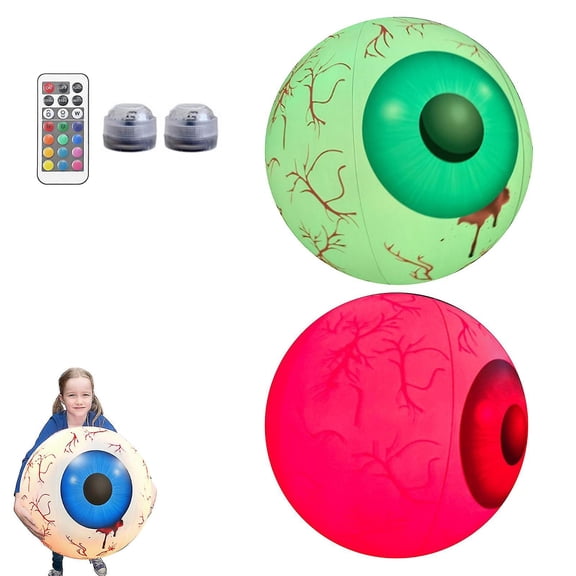 Inflatable Eyeballs Halloween 2ft Red & Green LED Light Up Blow Yard Decoration