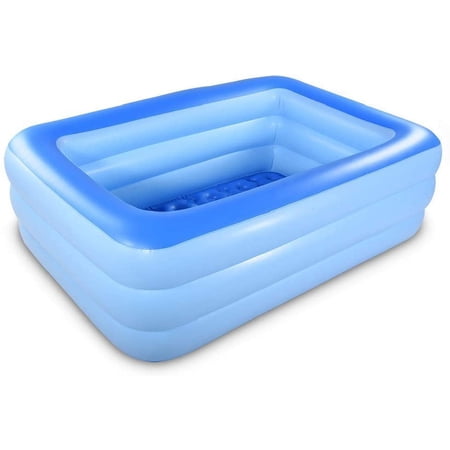 HIWENA Inflatable Family Swim Play Center Pool, 82 inches Gaint Blow Up Pool Summer Water Fun with Inflatable Soft Floor(Blue)