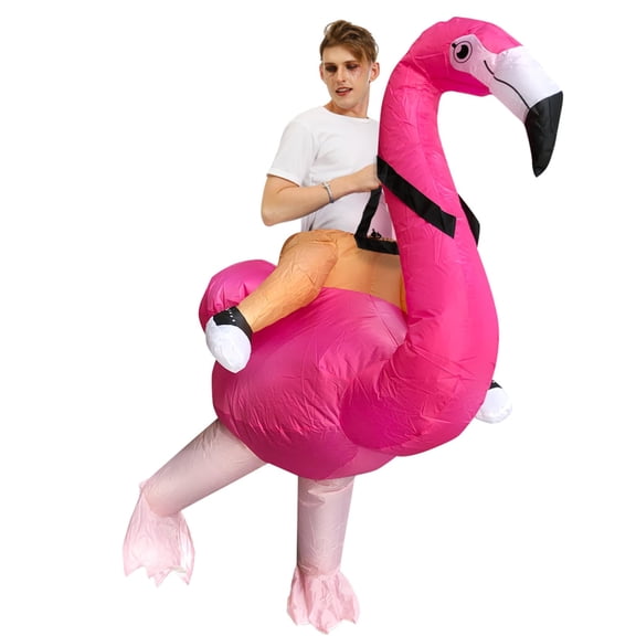 Inflatable Flamingo Costume for Adults, Funny Blow Up Riding Flamingo Costume, Halloween Party Cosplay Outfit for Men Women