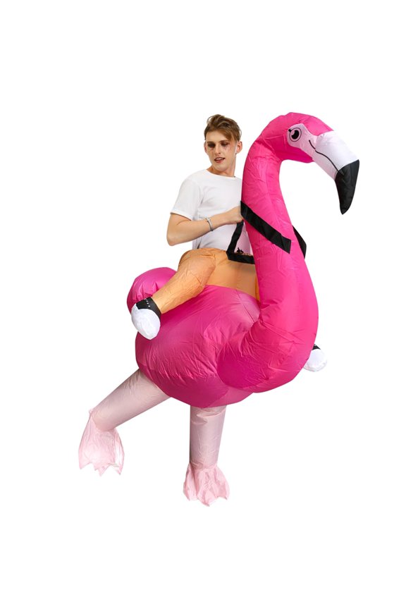 Inflatable Flamingo Costume for Adults, Funny Blow Up Riding Flamingo Costume, Halloween Party Cosplay Outfit for Men Women