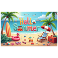 thumbnail image 1 of Inflatable Flamingo Summer Banner Beach Scene Vibrant Colors Palm Trees for Outdoor Party Vacation Decoration, 1 of 9