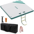 thumbnail image 1 of Inflatable Floating Dock 4 Sizes (6x5ft to 10x10ft) - Heavy Duty Swim Platform for Lake/Pool/Ocean, Non-Slip EVA Mat with Manual Pump & Ladder, Interconnectable Floating Islands for 2-10 People, 1 of 6