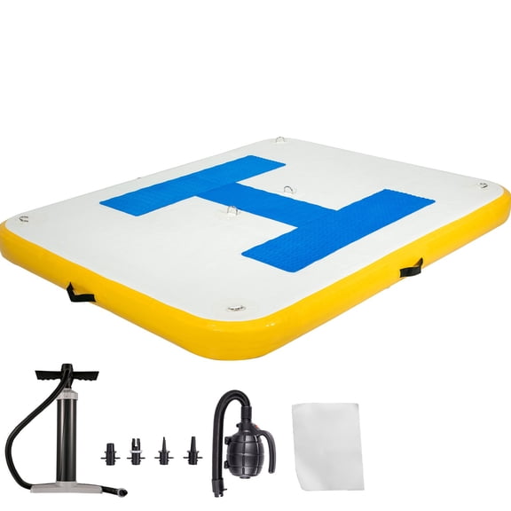 Inflatable Dock Platform 8 x 5 Ft Floating Swim Dock with Electric Air Pump and Hand Pump, 397 lb Capacity Portable PVC Water Platform for Lakes Rivers Boats Swimming Yoga and Relaxation