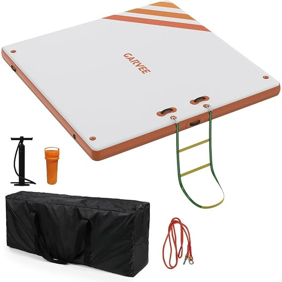 Inflatable Floating Dock Air Dock Platform 6ft/8ft/10ft Non-Slip Inflatable Water Swim Mat Floating Island Raft for Pool Lake Beach Ocean Fishing Relaxing