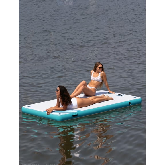 Inflatable Floating Dock, Inflatable Dock Platform, Non-Slip Air Dock Platform with Portable Carrying Bag & Detachable Ladder, Floating Platform Island Raft for Pool Beach Ocean, 6'*5'