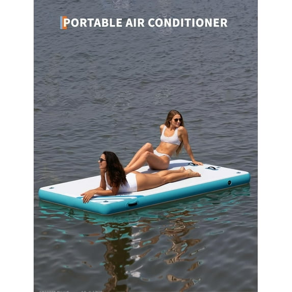 Inflatable Floating Dock for Lakes, 8x6 FT Swim Platform | Heavy-Duty Lake Float for Adults, Marine-Grade PVC, Non-Slip, Fast Inflate, Complete Kit (Green, Rectangle)